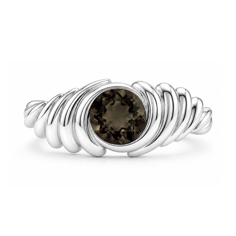 Solitaire Bezel Setting Swirl Amethyst Ring - LUO Jewelry #gemstone_Smoky Quartz