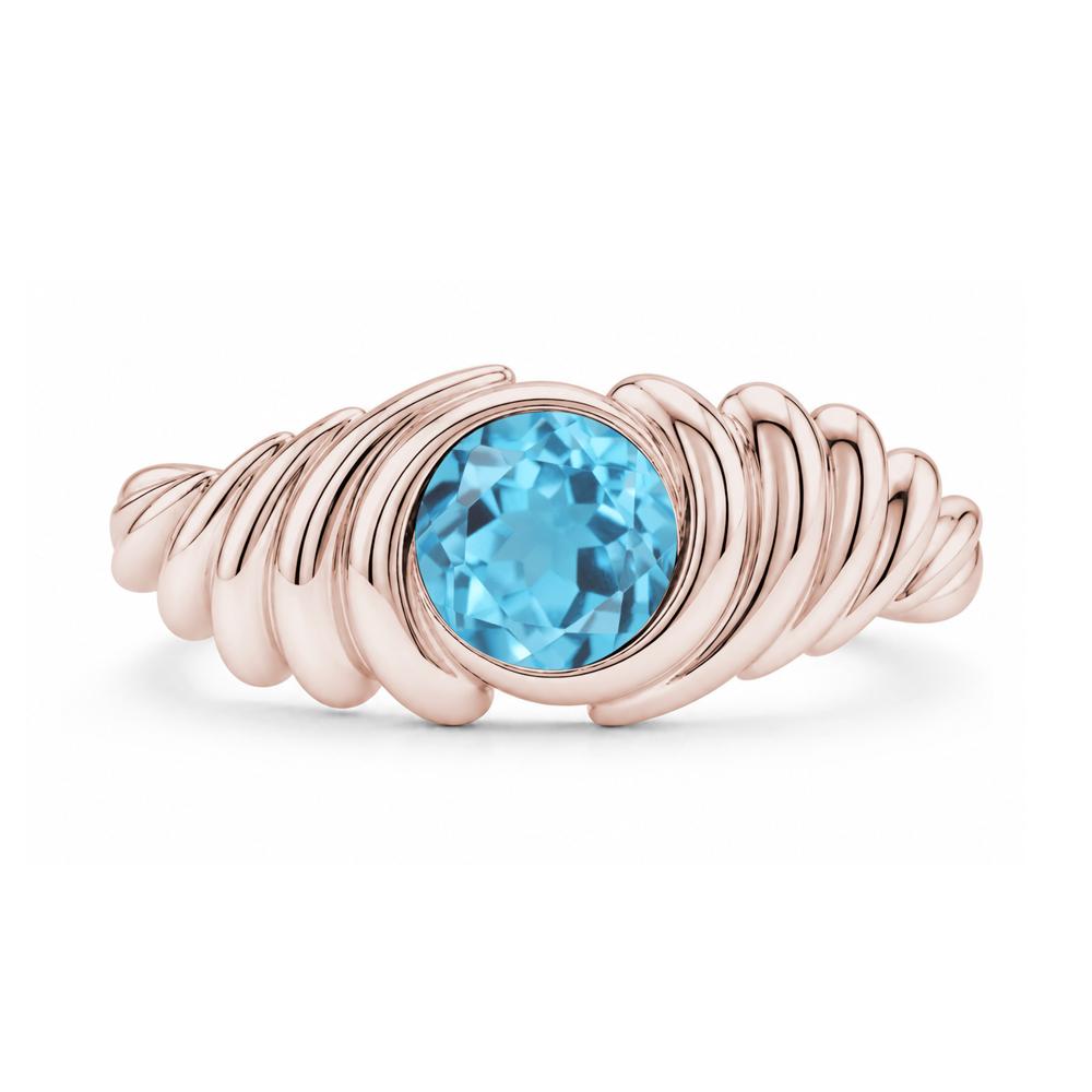 Solitaire Bezel Setting Swirl Amethyst Ring - LUO Jewelry #gemstone_Swiss Blue Topaz