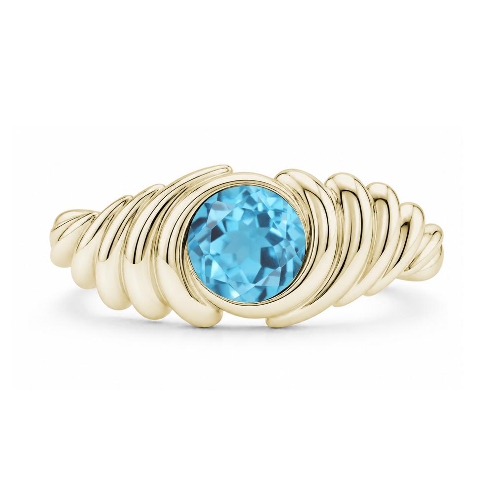 Solitaire Bezel Setting Swirl Amethyst Ring - LUO Jewelry #gemstone_Swiss Blue Topaz