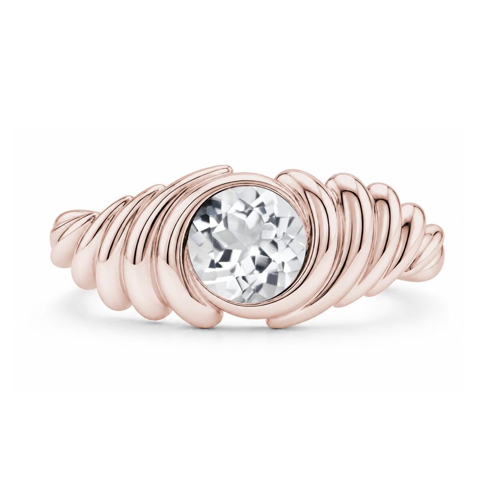 Solitaire Bezel Setting Swirl Amethyst Ring - LUO Jewelry #gemstone_White Topaz