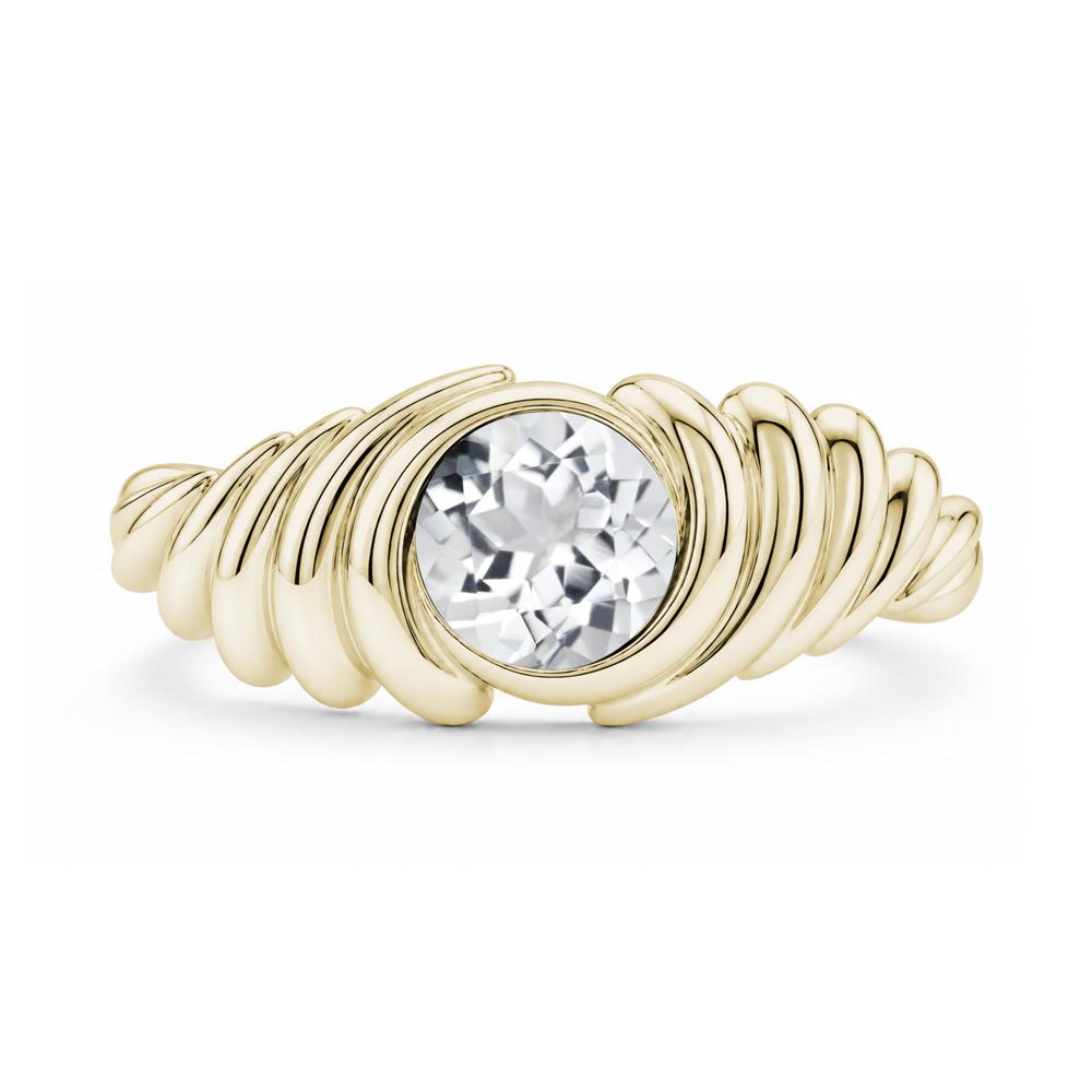 Solitaire Bezel Setting Swirl Amethyst Ring - LUO Jewelry #gemstone_White Topaz