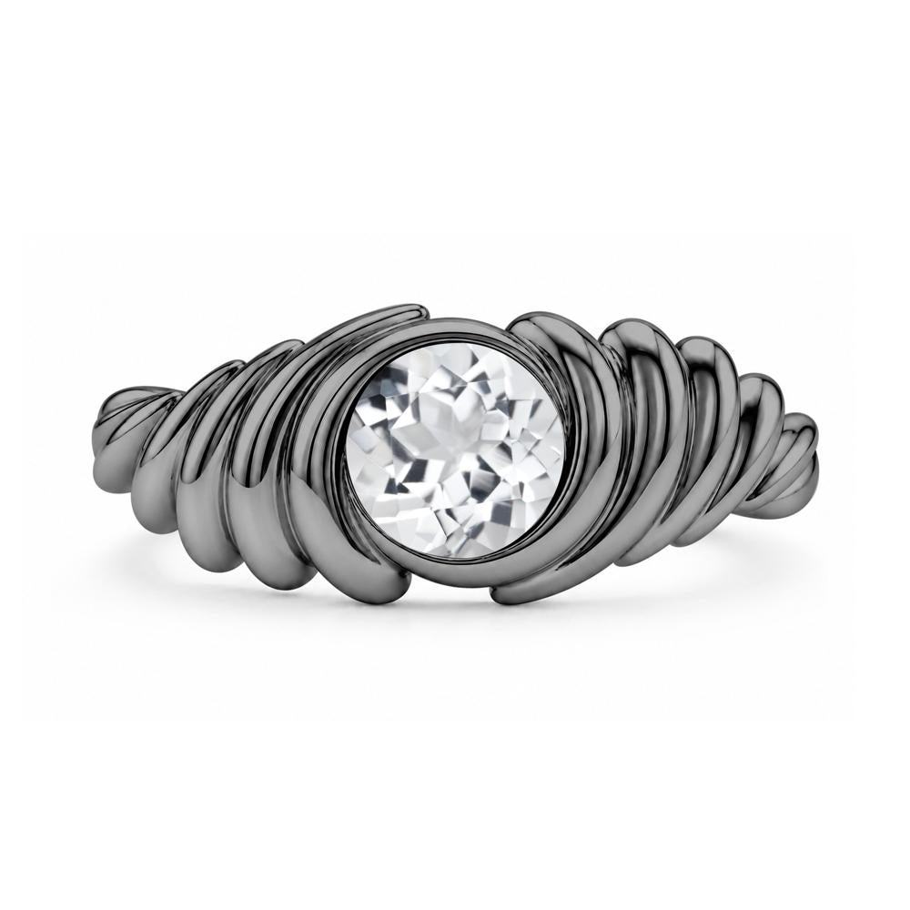 Solitaire Bezel Setting Swirl Amethyst Ring - LUO Jewelry #gemstone_White Topaz