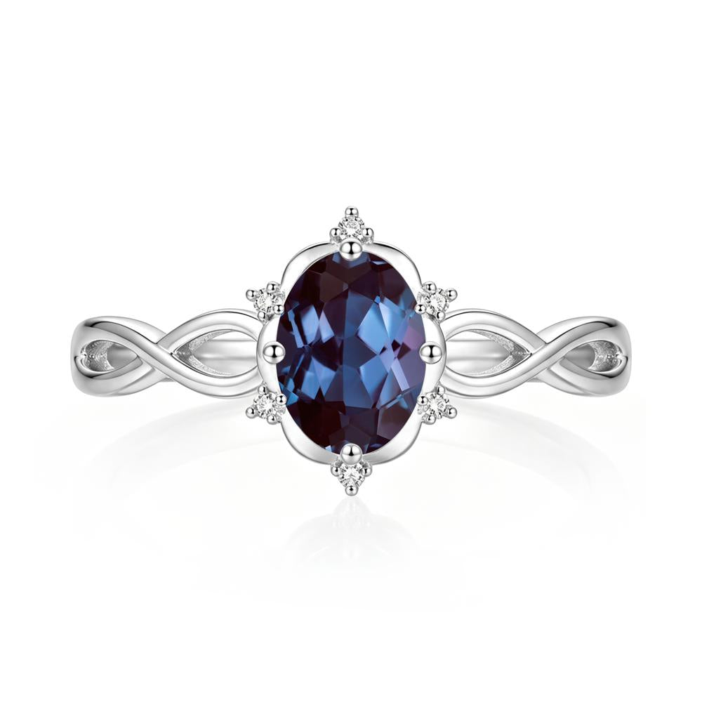 Amethyst Halo Twisted Infinity Ring - LUO Jewelry #gemstone_Alexandrite