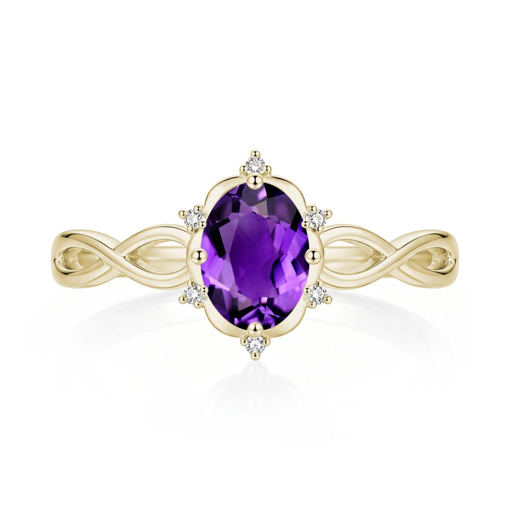Amethyst Halo Twisted Infinity Ring - LUO Jewelry #gemstone_Amethyst