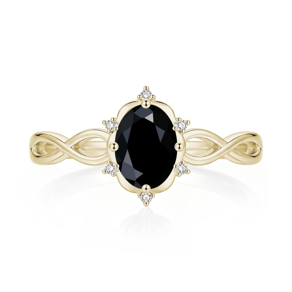 Amethyst Halo Twisted Infinity Ring - LUO Jewelry #gemstone_Black Spinel