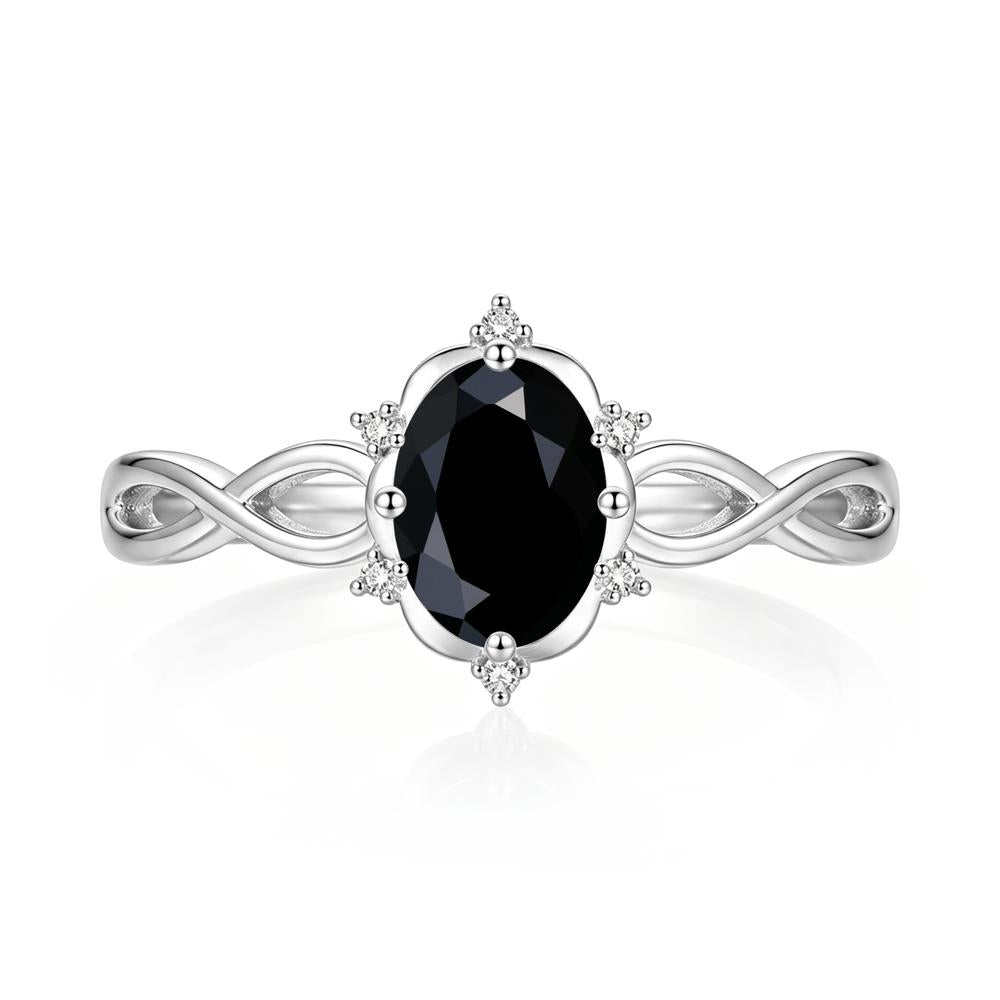 Amethyst Halo Twisted Infinity Ring - LUO Jewelry #gemstone_Black Spinel