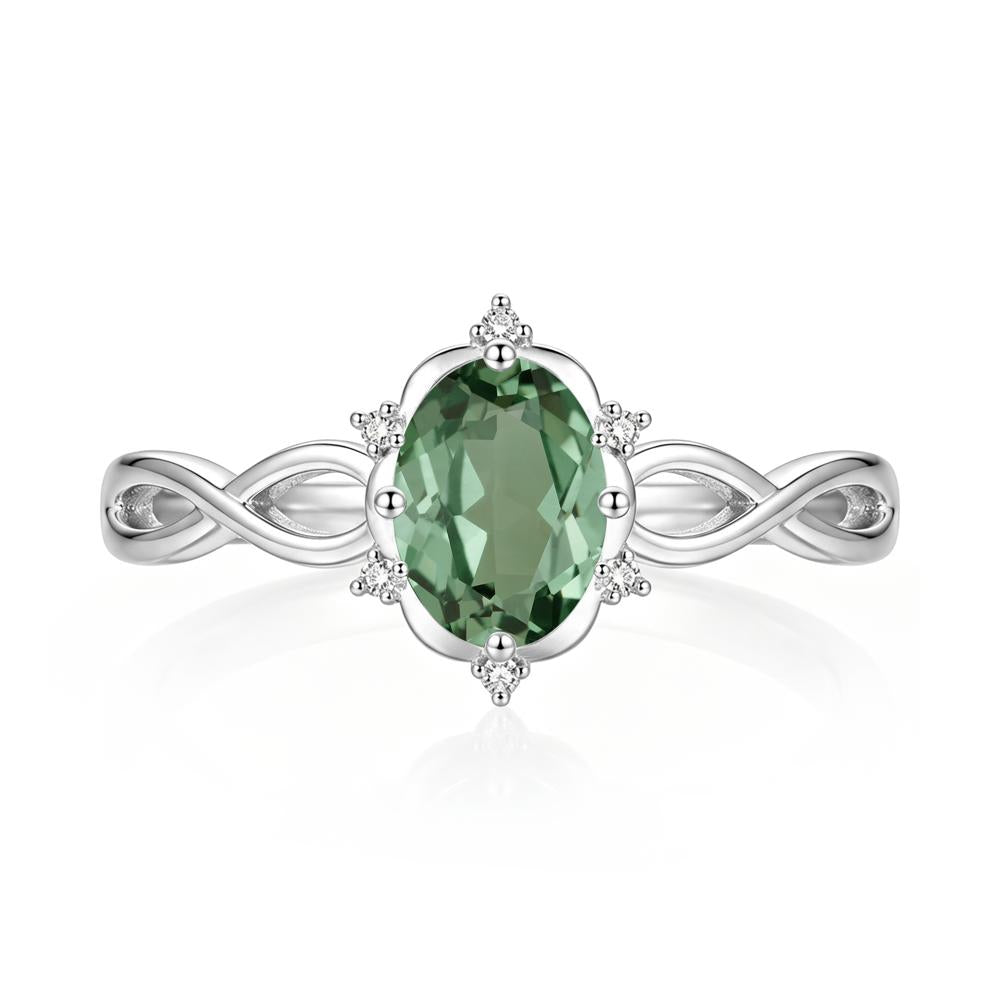 Amethyst Halo Twisted Infinity Ring - LUO Jewelry #gemstone_Green Sapphire