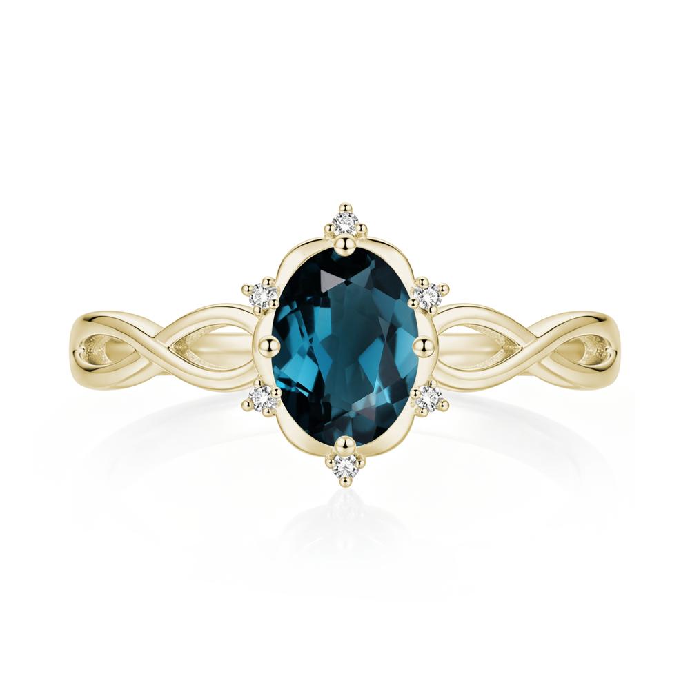 Amethyst Halo Twisted Infinity Ring - LUO Jewelry #gemstone_London Blue Topaz