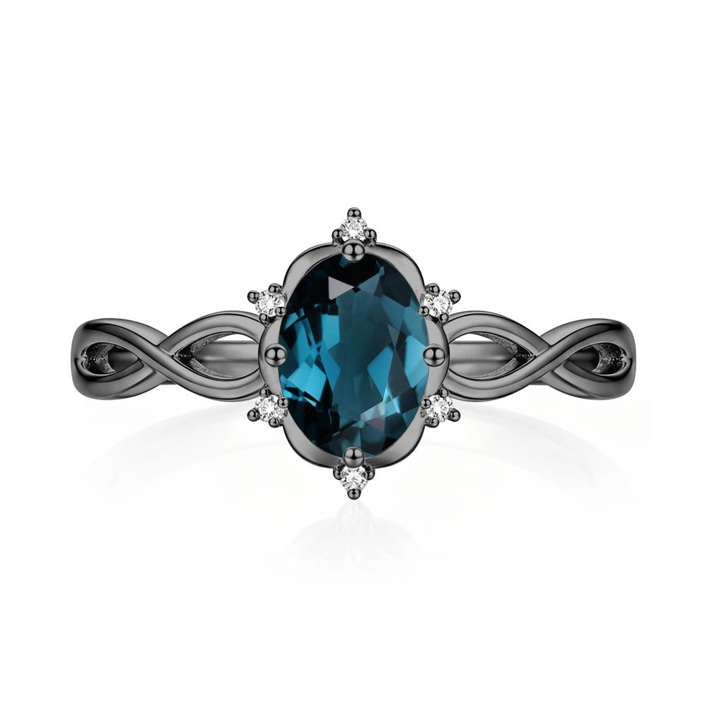 Amethyst Halo Twisted Infinity Ring - LUO Jewelry #gemstone_London Blue Topaz