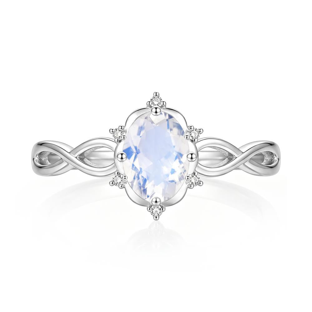 Amethyst Halo Twisted Infinity Ring - LUO Jewelry #gemstone_Moonstone
