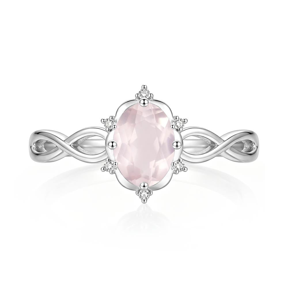 Amethyst Halo Twisted Infinity Ring - LUO Jewelry #gemstone_Rose Quartz