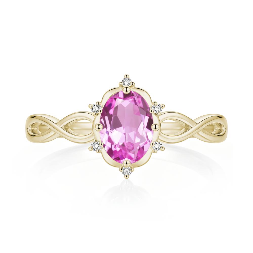 Amethyst Halo Twisted Infinity Ring - LUO Jewelry #gemstone_Pink Sapphire