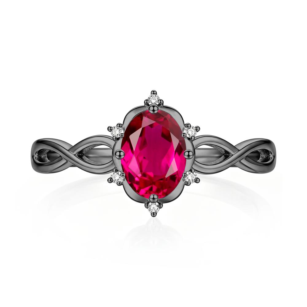 Amethyst Halo Twisted Infinity Ring - LUO Jewelry #gemstone_Ruby