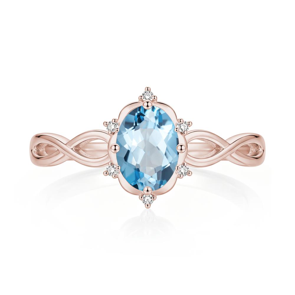 Amethyst Halo Twisted Infinity Ring - LUO Jewelry #gemstone_Swiss Blue Topaz