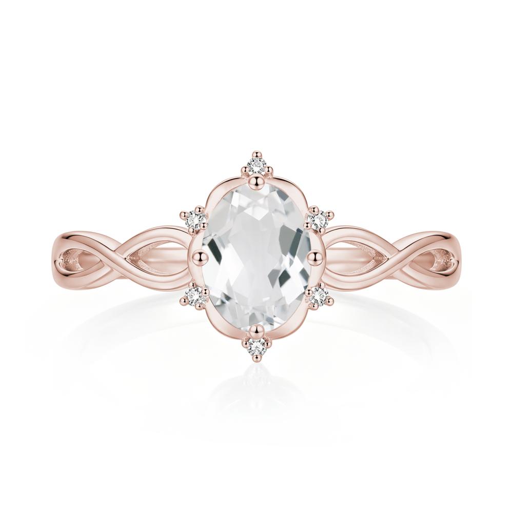 Amethyst Halo Twisted Infinity Ring - LUO Jewelry #gemstone_White Topaz