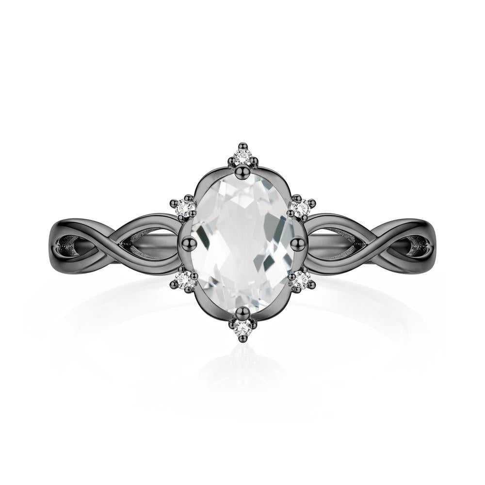 Amethyst Halo Twisted Infinity Ring - LUO Jewelry #gemstone_White Topaz