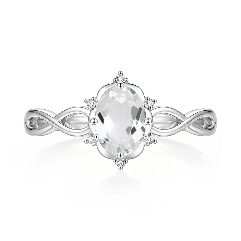 Amethyst Halo Twisted Infinity Ring - LUO Jewelry #gemstone_White Topaz