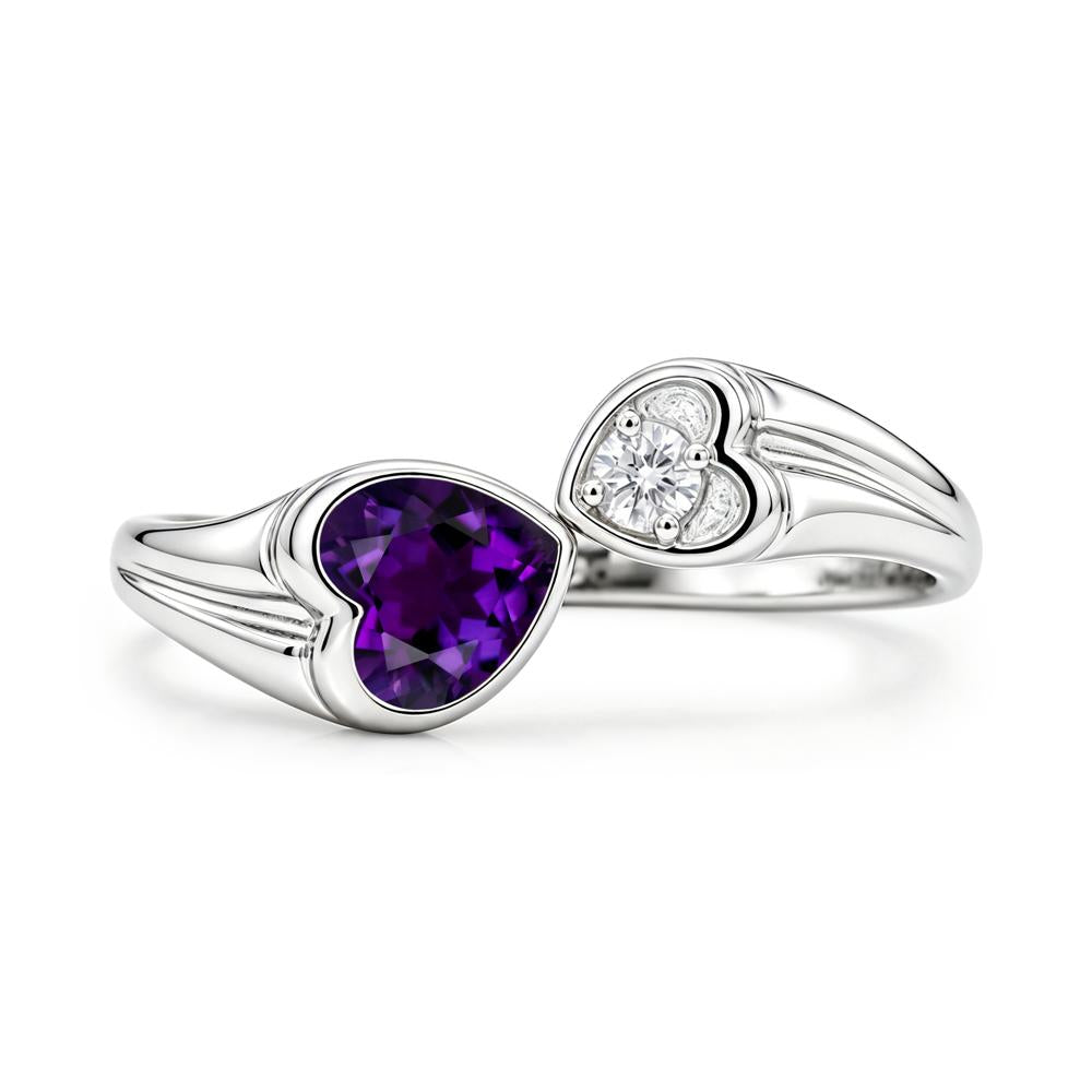 Toi Et Moi Two Stone Emerald Heart Shaped Ring - LUO Jewelry #gemstone_Amethyst