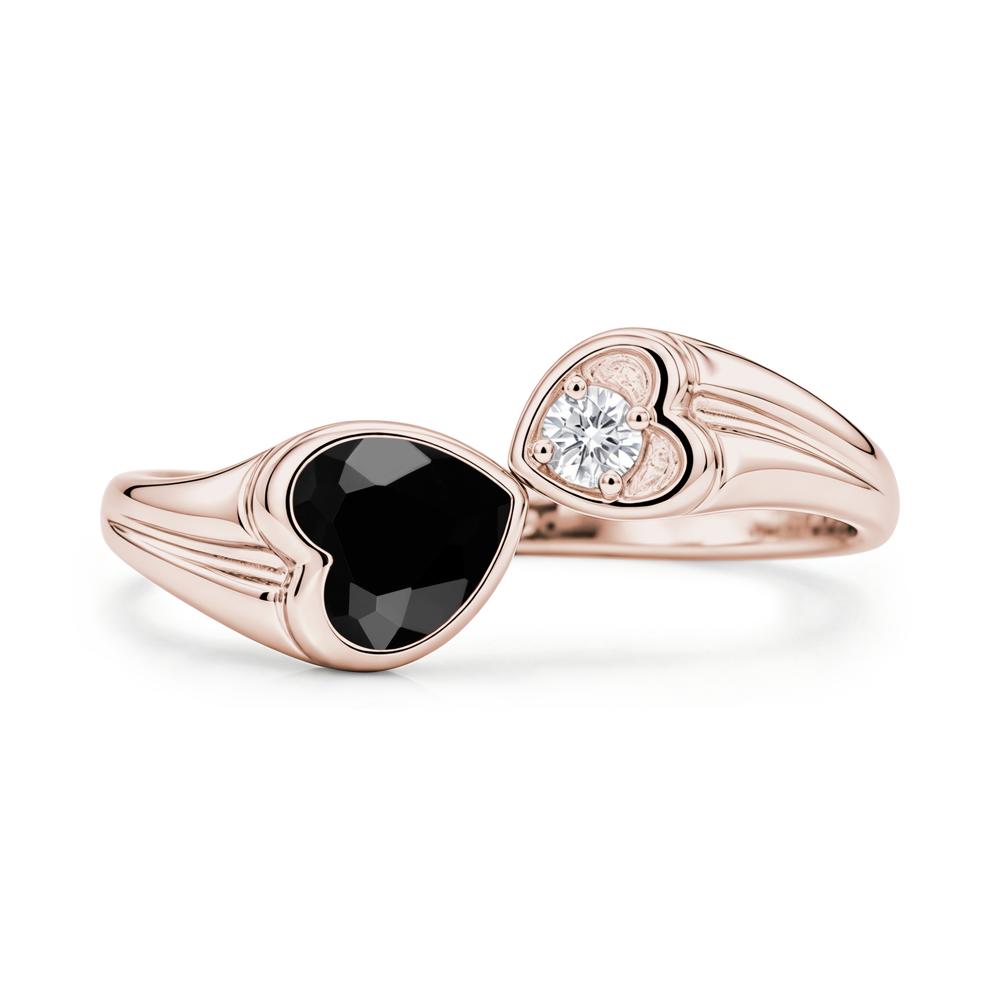 Toi Et Moi Two Stone Emerald Heart Shaped Ring - LUO Jewelry #gemstone_Black Spinel
