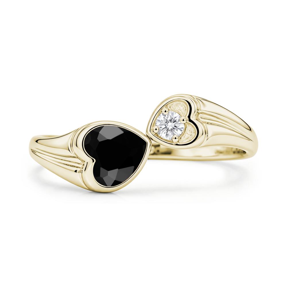 Toi Et Moi Two Stone Emerald Heart Shaped Ring - LUO Jewelry #gemstone_Black Spinel