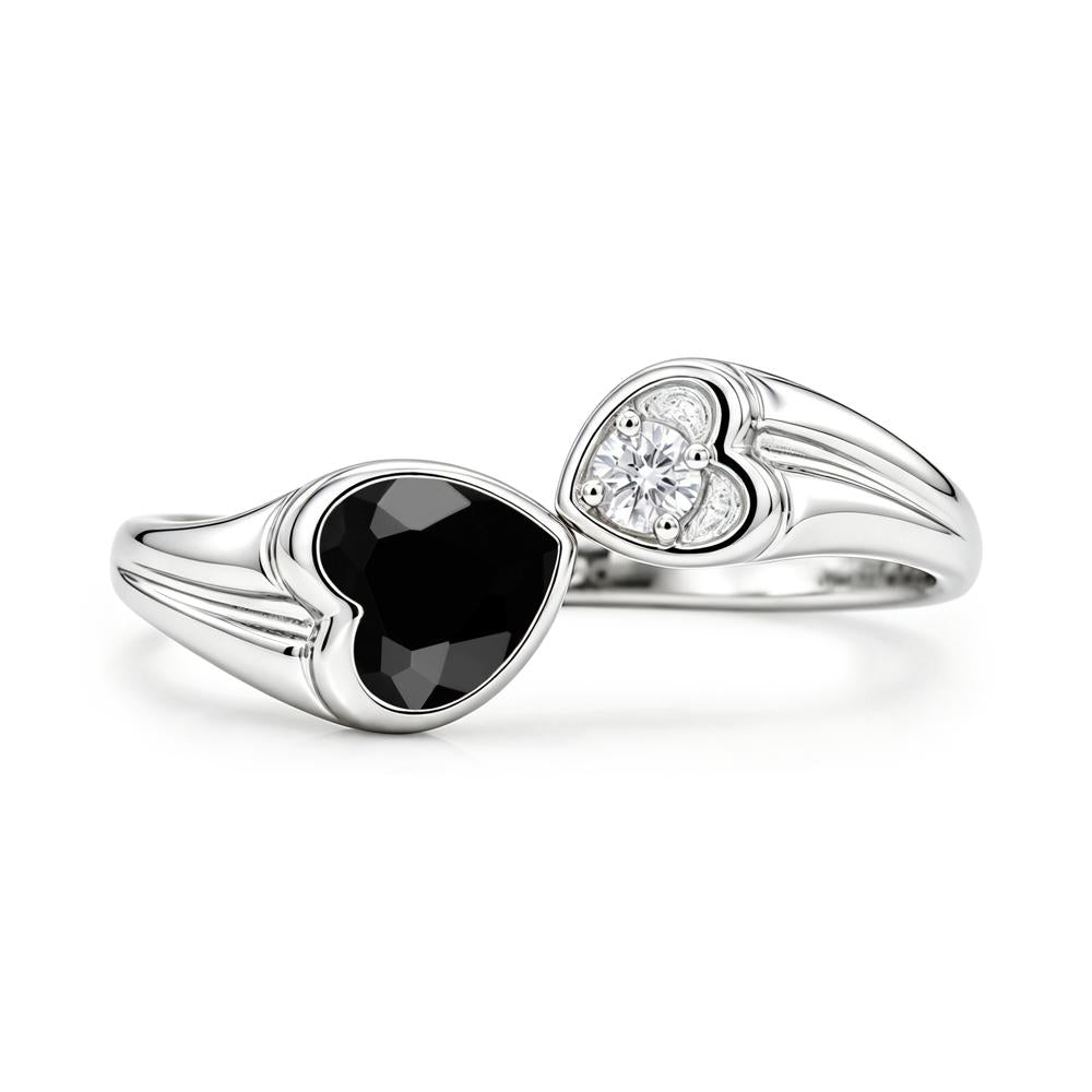 Toi Et Moi Two Stone Emerald Heart Shaped Ring - LUO Jewelry #gemstone_Black Spinel
