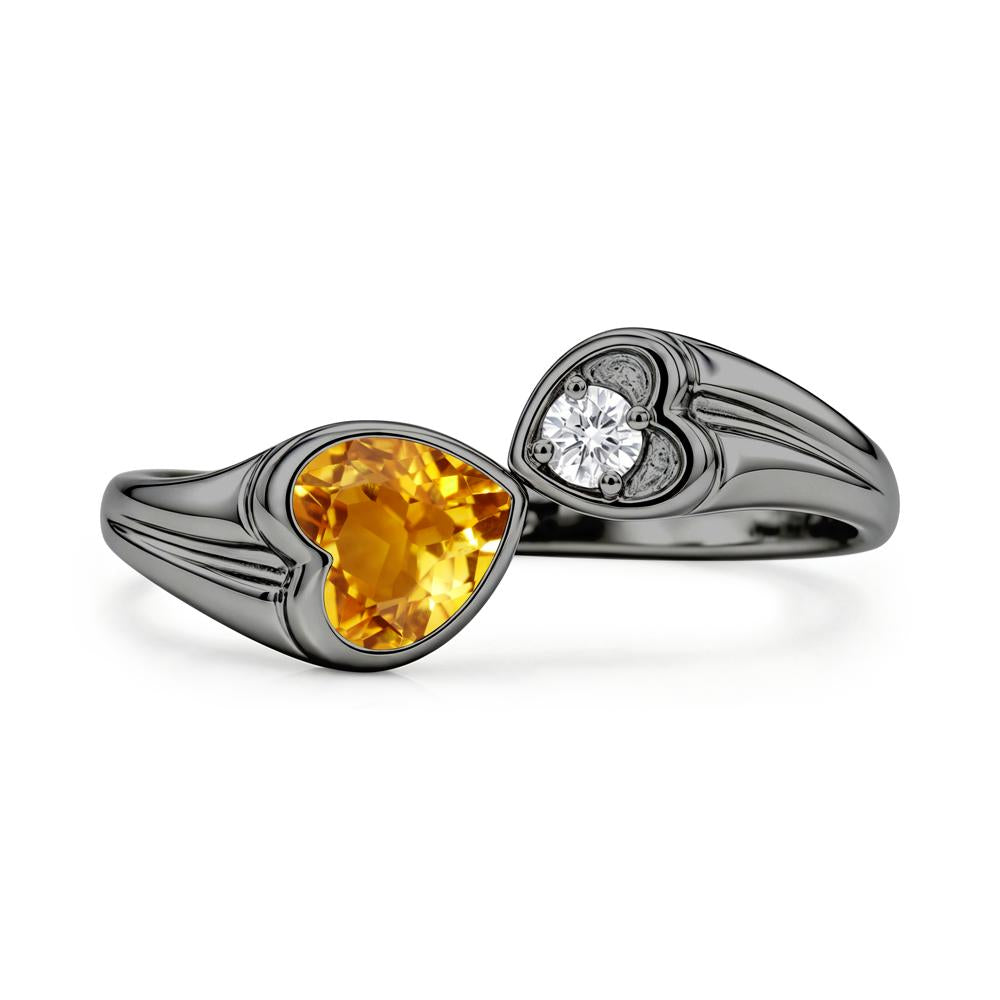 Toi Et Moi Two Stone Emerald Heart Shaped Ring - LUO Jewelry #gemstone_Citrine