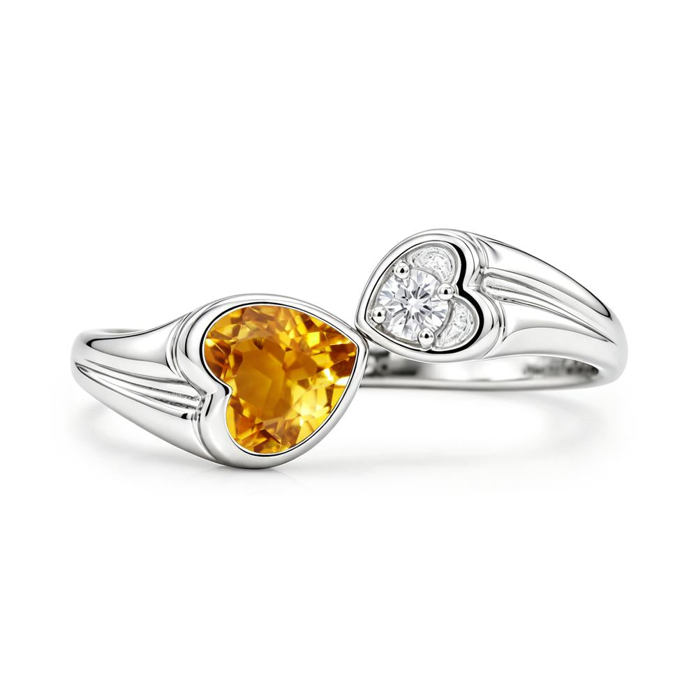 Toi Et Moi Two Stone Emerald Heart Shaped Ring - LUO Jewelry #gemstone_Citrine