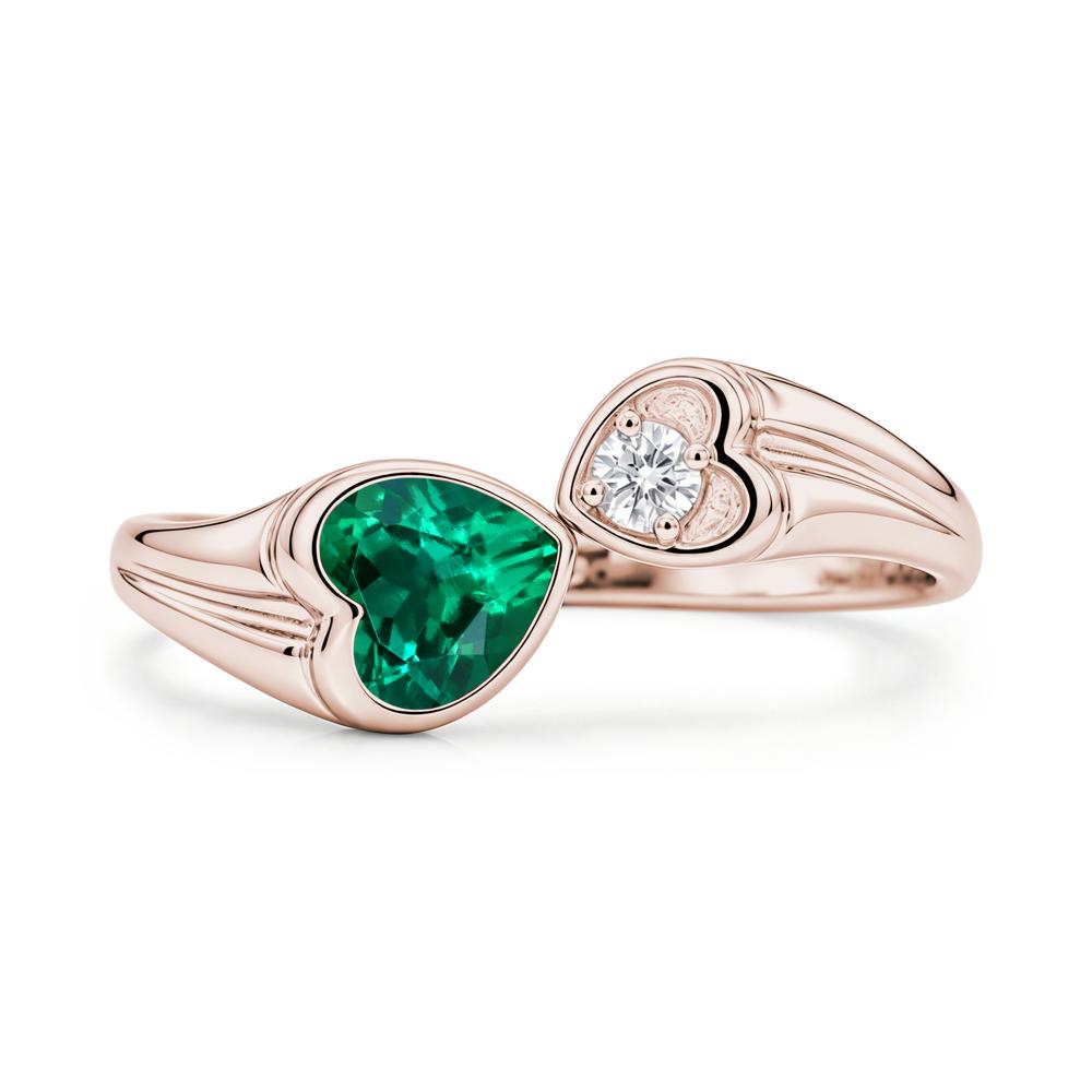 Toi Et Moi Two Stone Emerald Heart Shaped Ring - LUO Jewelry #gemstone_Emerald
