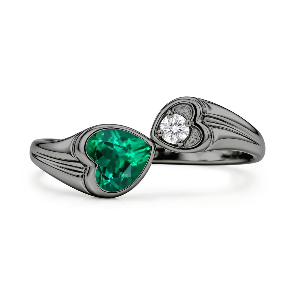 Toi Et Moi Two Stone Emerald Heart Shaped Ring - LUO Jewelry #gemstone_Emerald