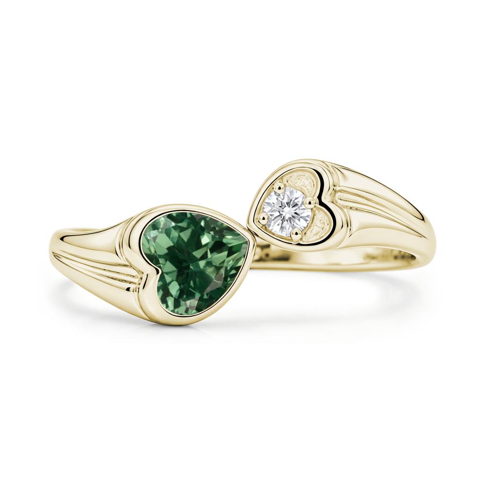 Toi Et Moi Two Stone Emerald Heart Shaped Ring - LUO Jewelry #gemstone_Green Sapphire