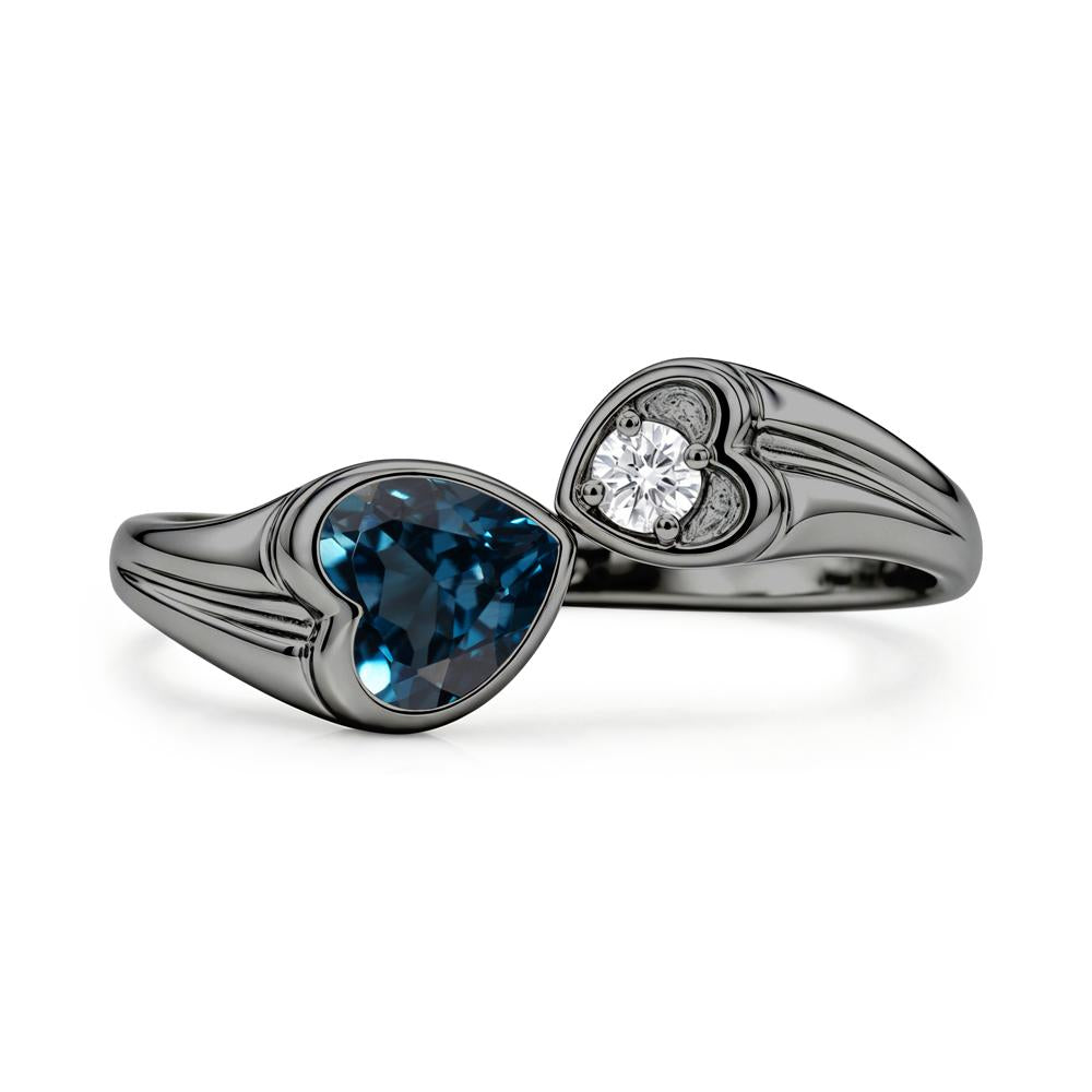 Toi Et Moi Two Stone Emerald Heart Shaped Ring - LUO Jewelry #gemstone_London Blue Topaz