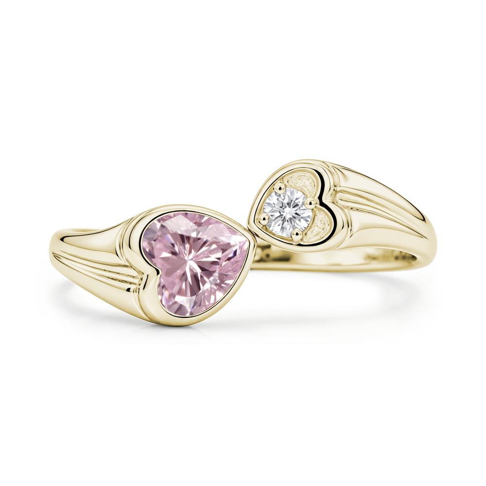 Toi Et Moi Two Stone Emerald Heart Shaped Ring - LUO Jewelry #gemstone_Pink Cubic Zirconia