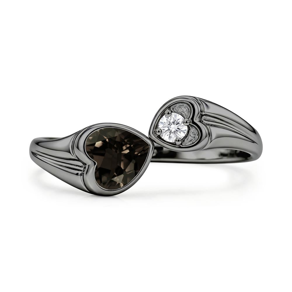 Toi Et Moi Two Stone Emerald Heart Shaped Ring - LUO Jewelry #gemstone_Smoky Quartz