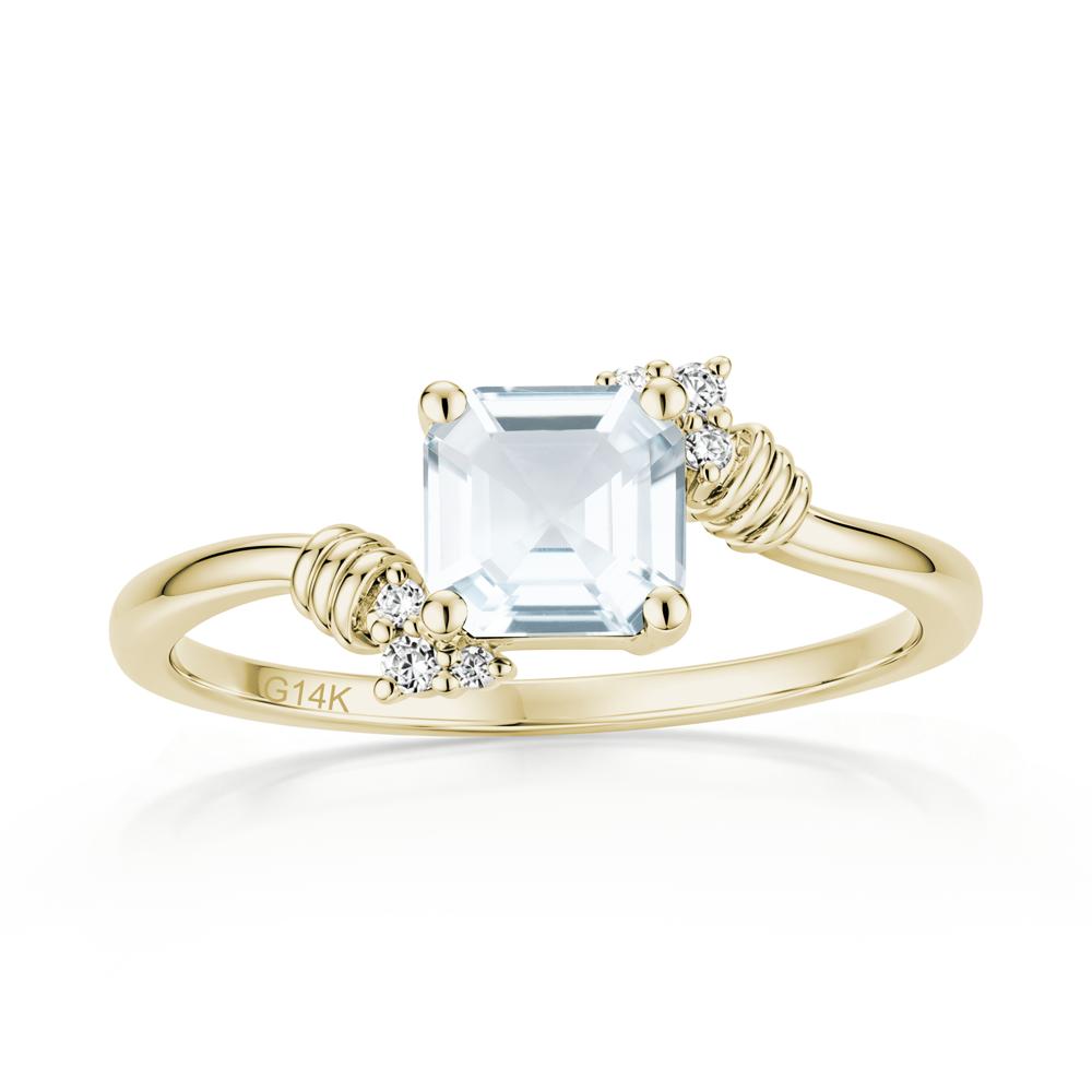 Asscher Cut London Blue Topaz Bypass Knot Ring - LUO Jewelry #gemstone_Aquamarine