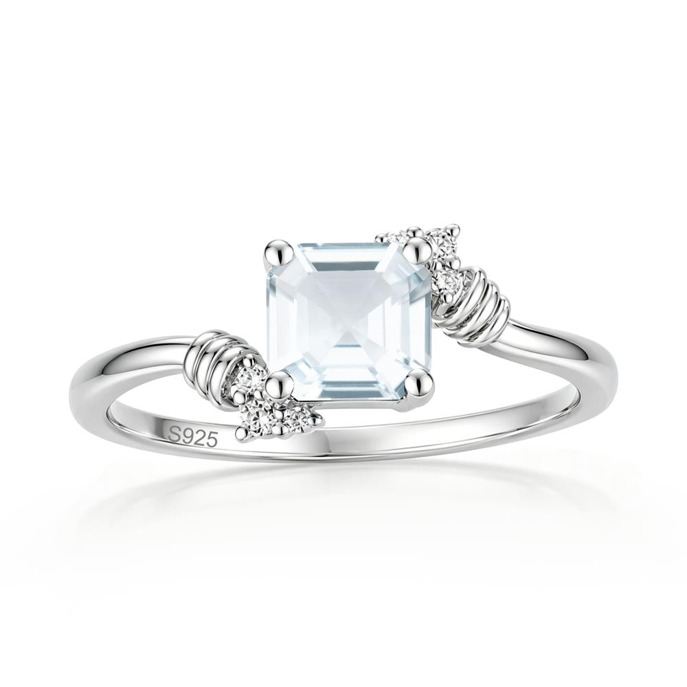 Asscher Cut London Blue Topaz Bypass Knot Ring - LUO Jewelry #gemstone_Aquamarine