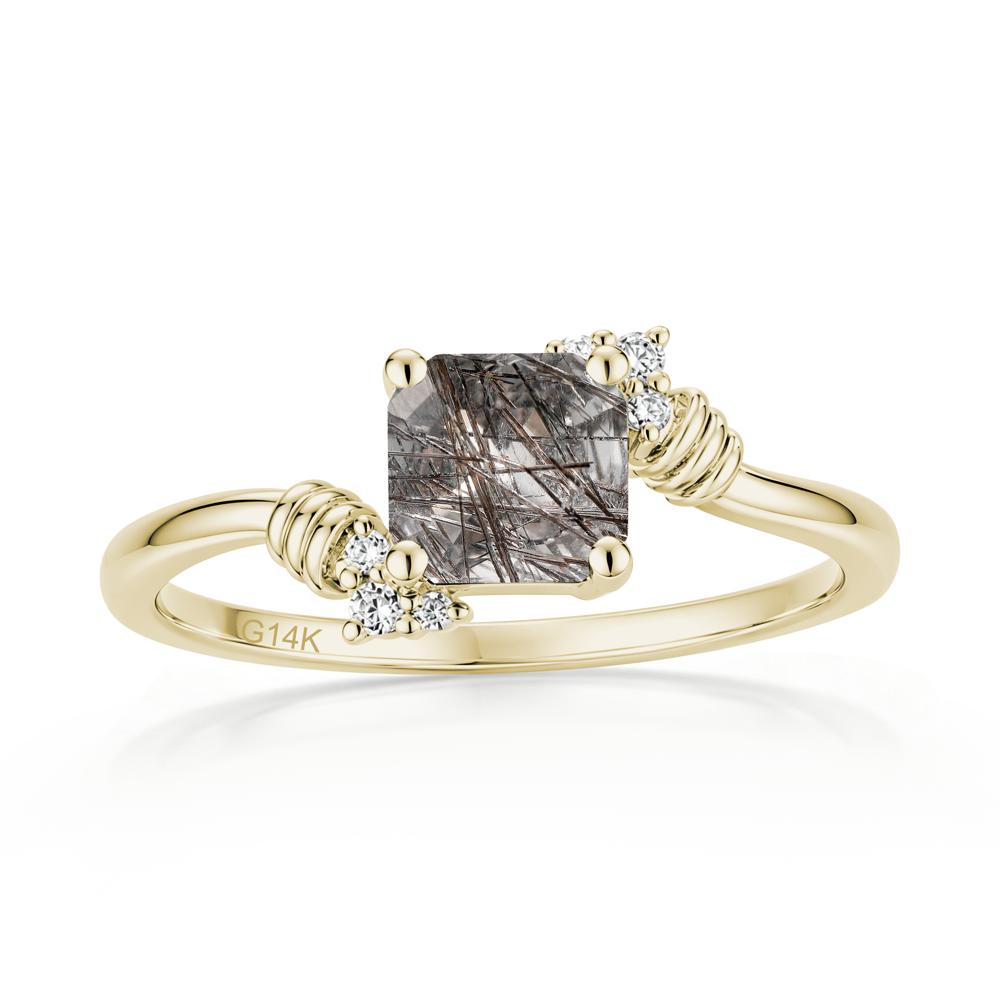 Asscher Cut London Blue Topaz Bypass Knot Ring - LUO Jewelry #gemstone_Black Rutilated Quartz
