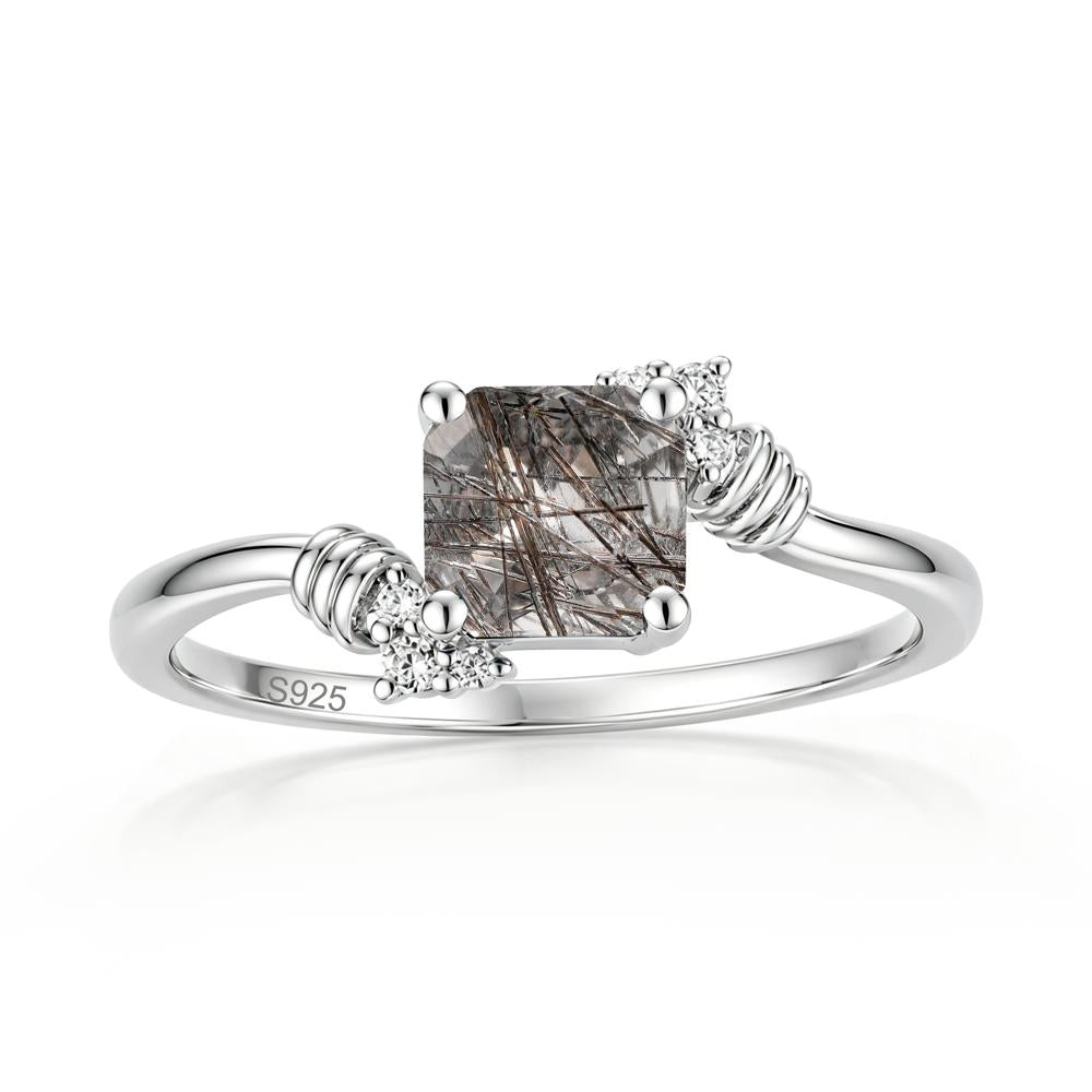 Asscher Cut London Blue Topaz Bypass Knot Ring - LUO Jewelry #gemstone_Black Rutilated Quartz