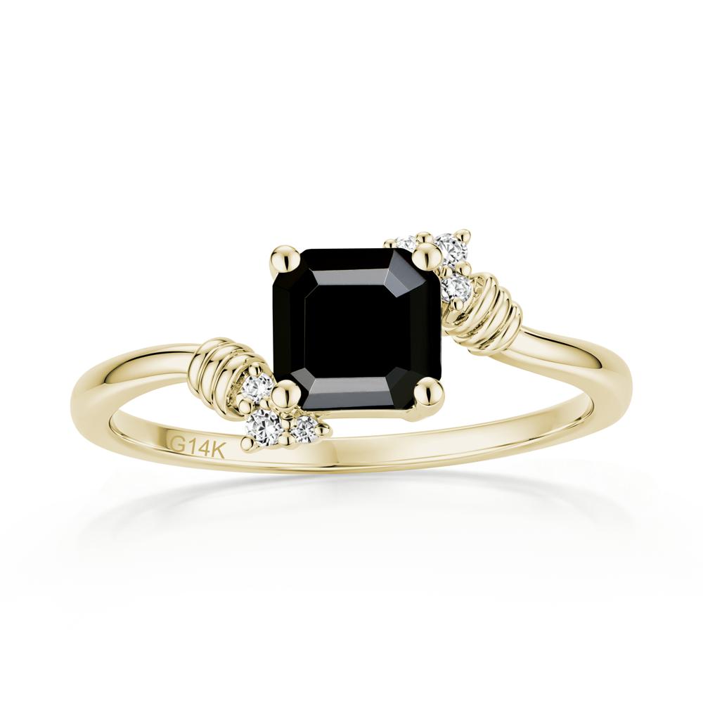 Asscher Cut London Blue Topaz Bypass Knot Ring - LUO Jewelry #gemstone_Black Spinel