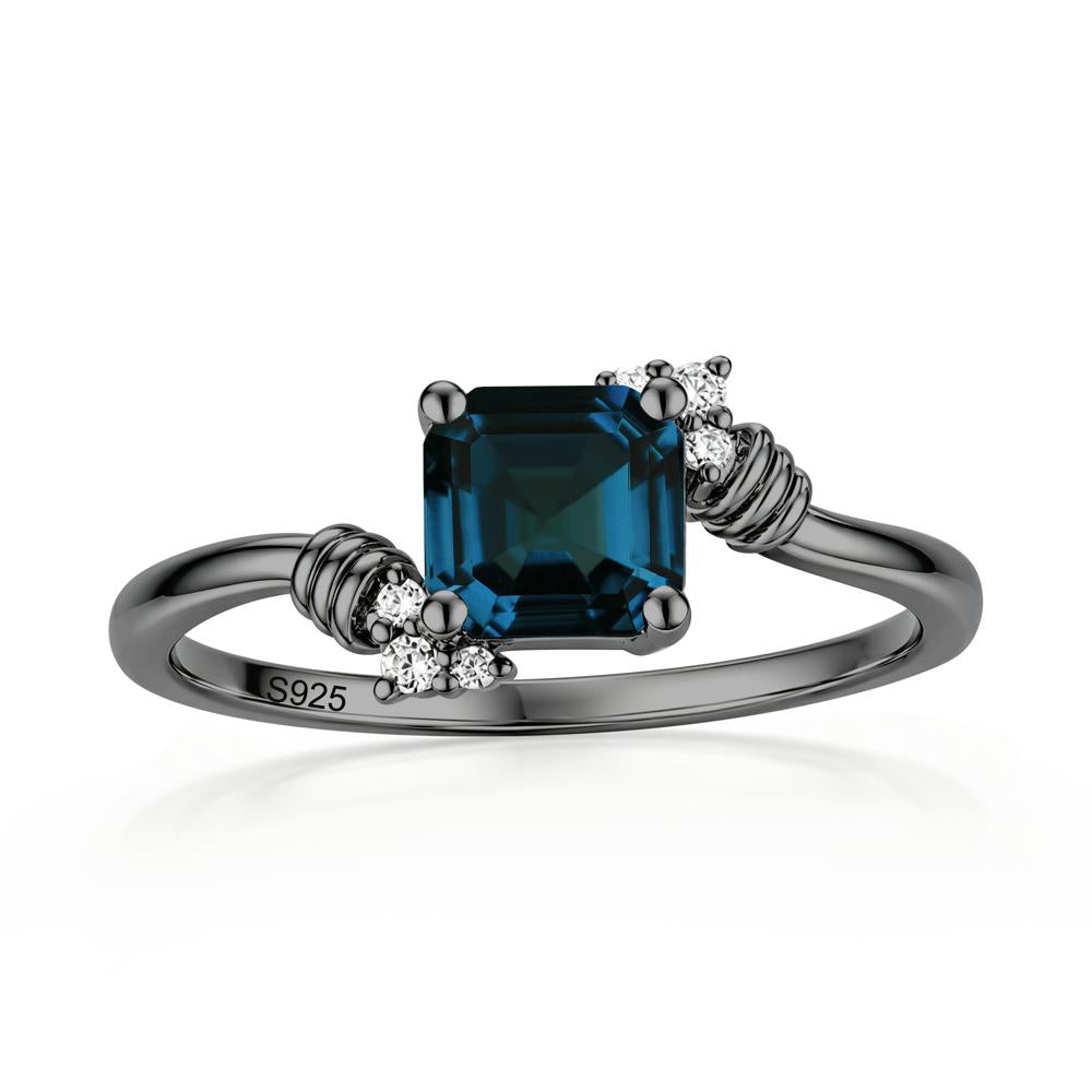 Asscher Cut London Blue Topaz Bypass Knot Ring - LUO Jewelry #gemstone_London Blue Topaz
