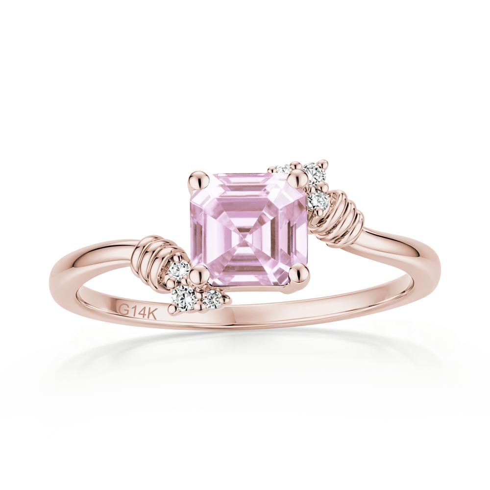 Asscher Cut London Blue Topaz Bypass Knot Ring - LUO Jewelry #gemstone_Pink Cubic Zirconia