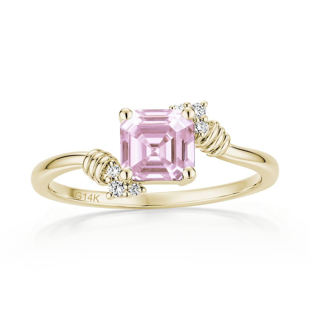 Asscher Cut London Blue Topaz Bypass Knot Ring - LUO Jewelry #gemstone_Pink Cubic Zirconia