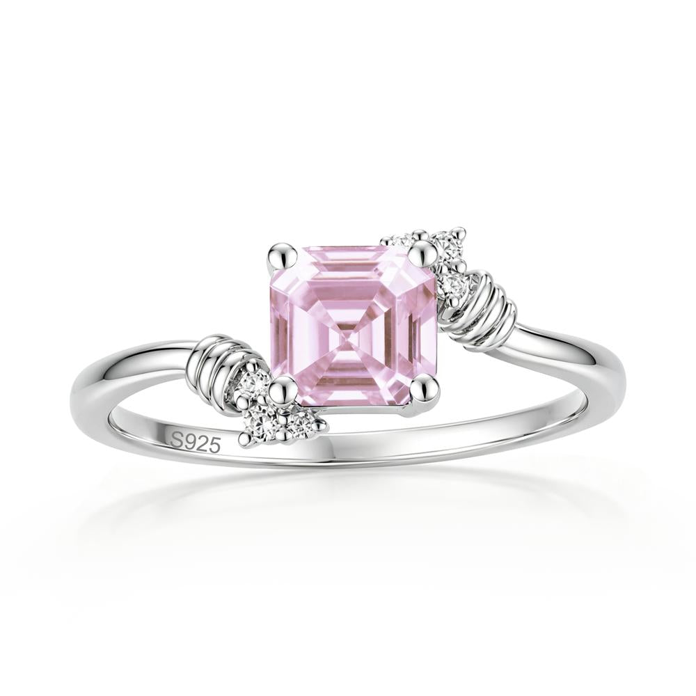 Asscher Cut London Blue Topaz Bypass Knot Ring - LUO Jewelry #gemstone_Pink Cubic Zirconia