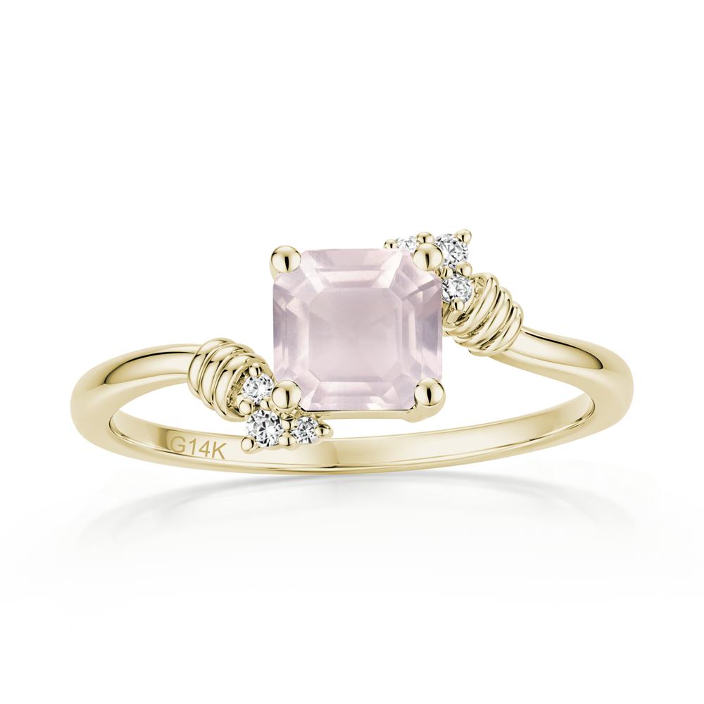 Asscher Cut London Blue Topaz Bypass Knot Ring - LUO Jewelry #gemstone_Rose Quartz