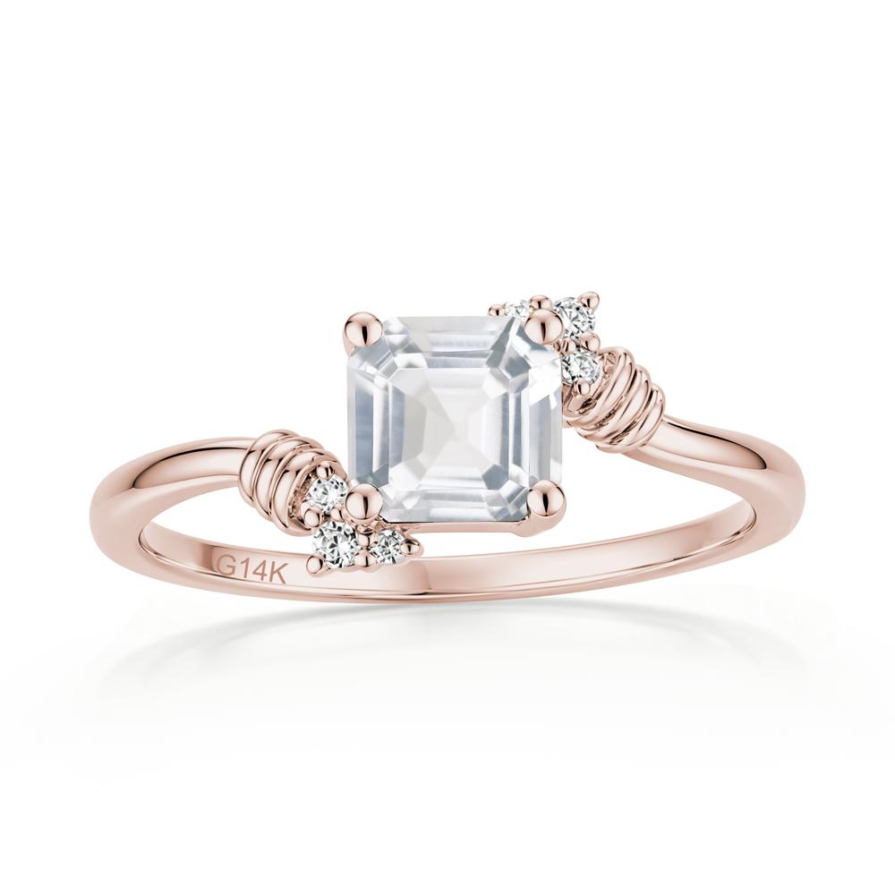 Asscher Cut London Blue Topaz Bypass Knot Ring - LUO Jewelry #gemstone_White Topaz