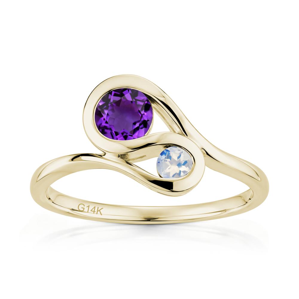 Two Stone Toi Et Moi Green Sapphire and Emerald Bypass Ring - LUO Jewelry #gemstone_Amethyst and Moonstone