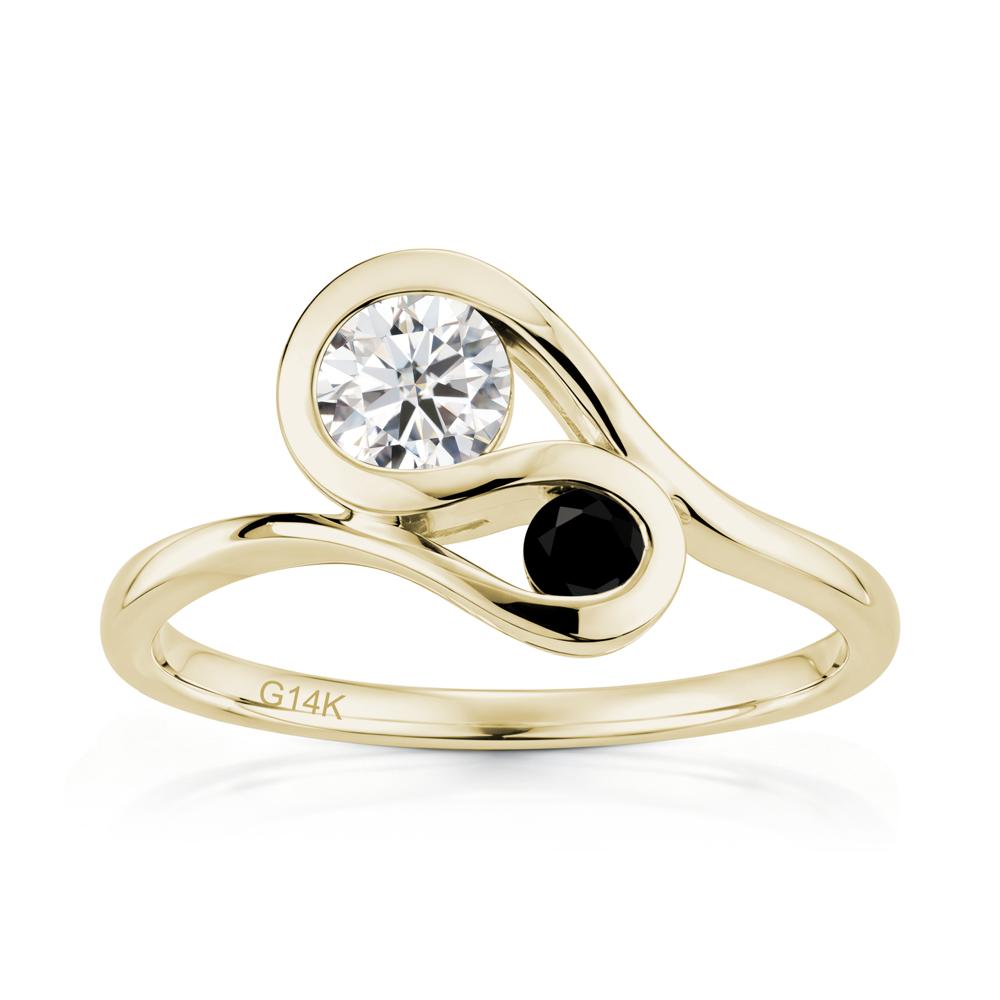 Two Stone Toi Et Moi Green Sapphire and Emerald Bypass Ring - LUO Jewelry #gemstone_Moissanite and Black Spinel