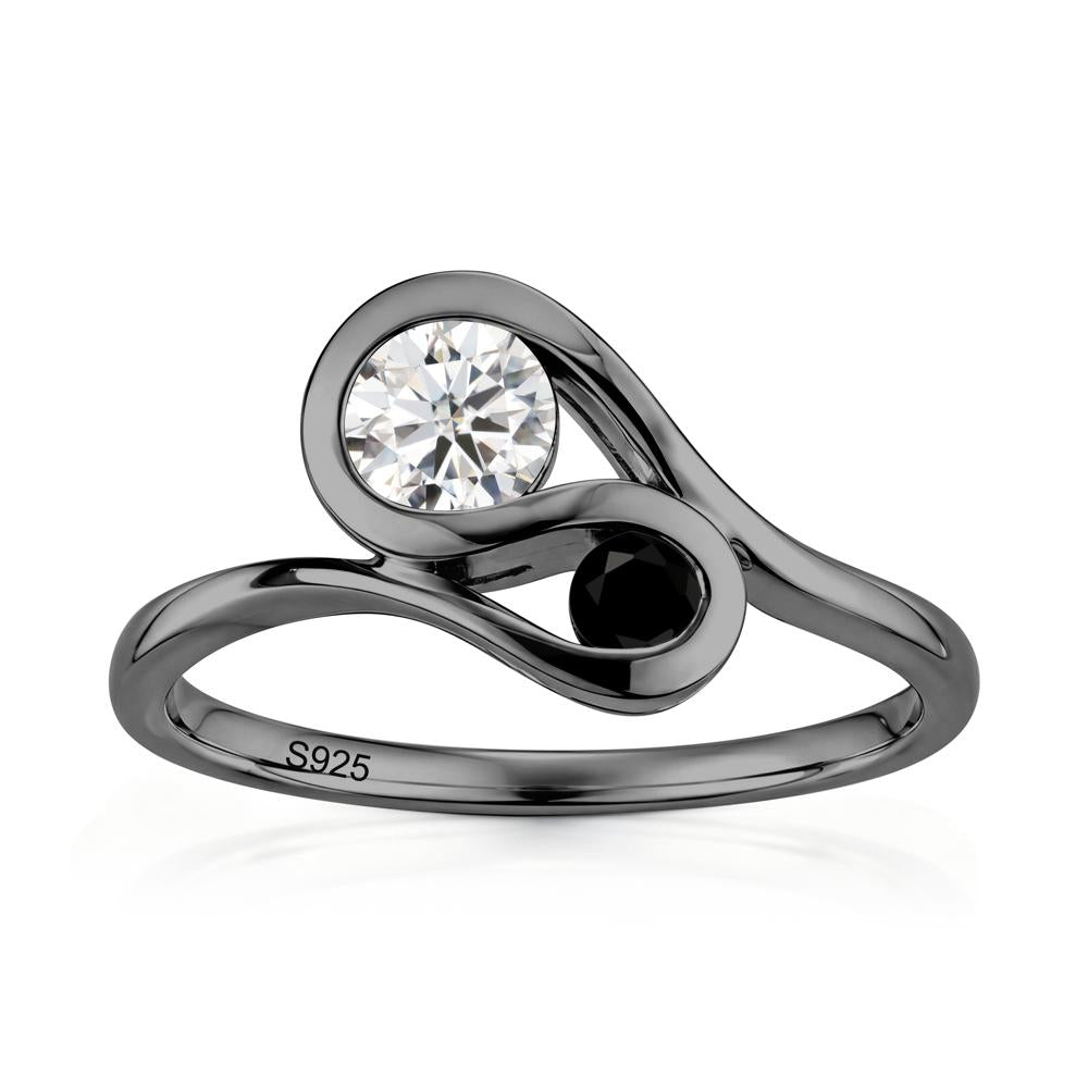 Two Stone Toi Et Moi Green Sapphire and Emerald Bypass Ring - LUO Jewelry #gemstone_Moissanite and Black Spinel