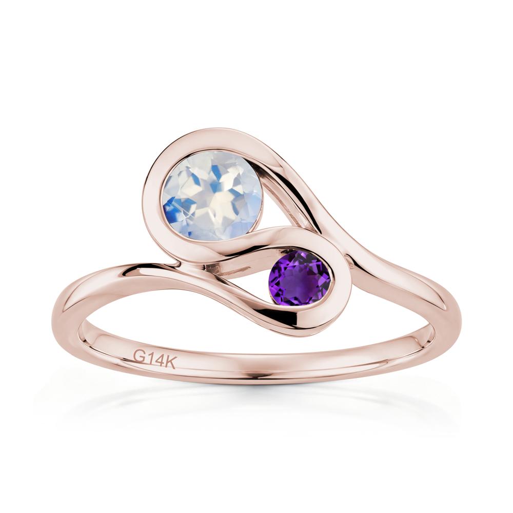 Two Stone Toi Et Moi Green Sapphire and Emerald Bypass Ring - LUO Jewelry #gemstone_Moonstone and Amethyst