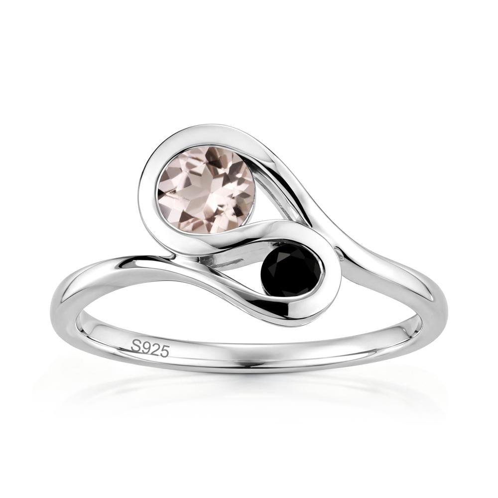 Two Stone Toi Et Moi Green Sapphire and Emerald Bypass Ring - LUO Jewelry #gemstone_Morganite and Black Spinel