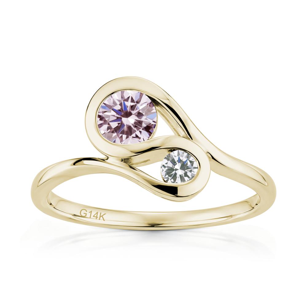 Two Stone Toi Et Moi Green Sapphire and Emerald Bypass Ring - LUO Jewelry #gemstone_Pink Cubic Zirconia
